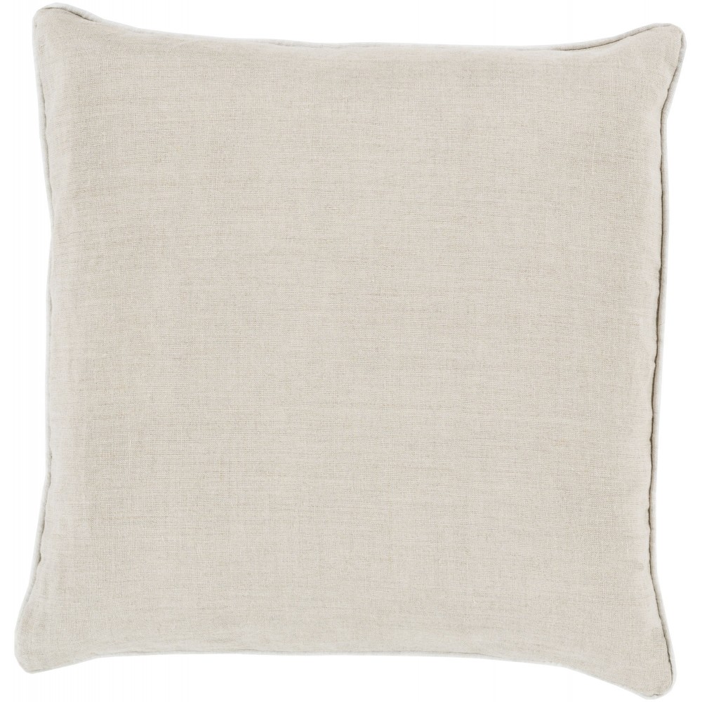 Surya Linen Piped Cream Pillow Cover 22"H X 22"W