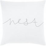 Surya Motto White Pillow Cover 22"H X 22"W