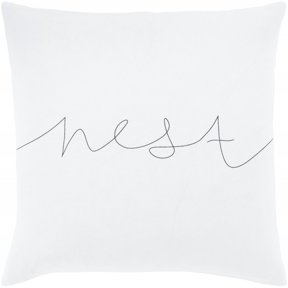 Surya Motto White Pillow Cover 22"H X 22"W