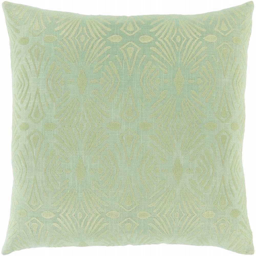 Surya Accra Light Green Pillow Shell With Down Insert 20"H X 20"W