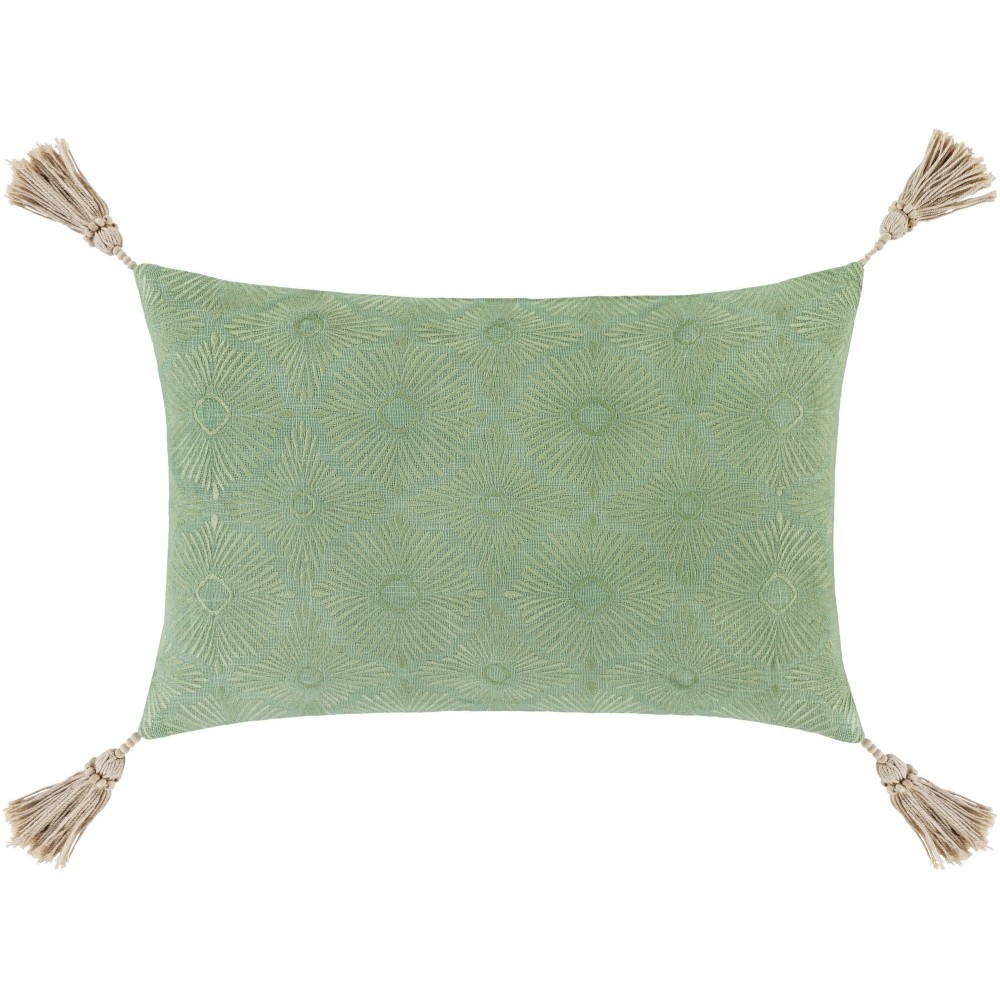 Surya Accra Light Green Pillow Shell With Down Insert 13"H X 20"W Surya Accra Light Green Pillow Shell With Down Insert 13"H X 20"W