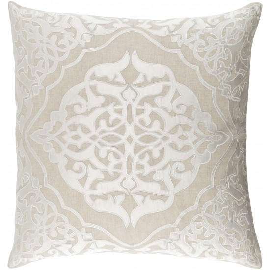 Surya Adelia Off-White Pillow Shell With Down Insert 18"H X 18"W