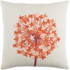 Surya Agapanthus Coral Pillow Shell With Down Insert 22"H X 22"W