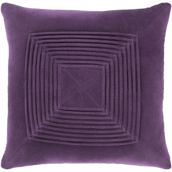 Surya Akira Dark Plum Pillow Shell With Down Insert 22"H X 22"W