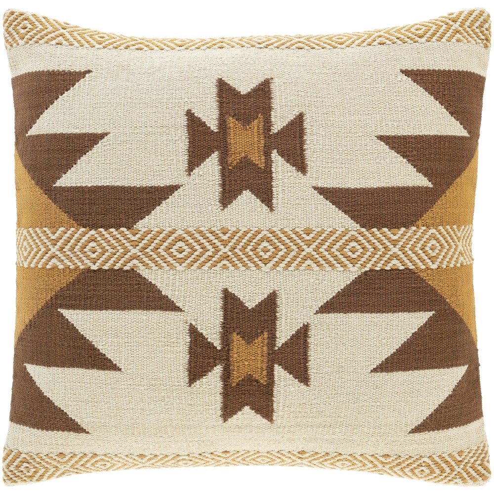 Surya Andrea Ndr-002 Brown Pillow Shell With Down Insert 20"H X 20"W