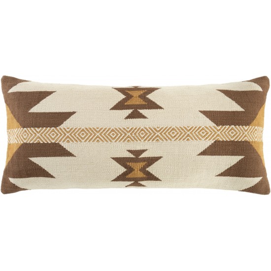 Surya Andrea Brown Pillow Shell With Down Insert 14"H X 32"W