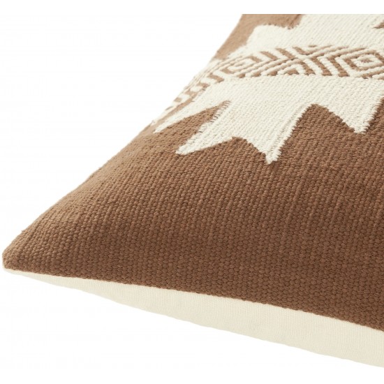 Surya Andrea Brown Pillow Shell With Down Insert 14"H X 22"W