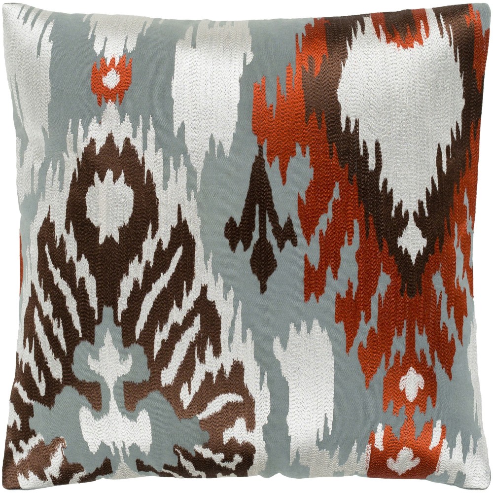 Surya Ara Gray Pillow Shell With Polyester Insert 22"H X 22"W
