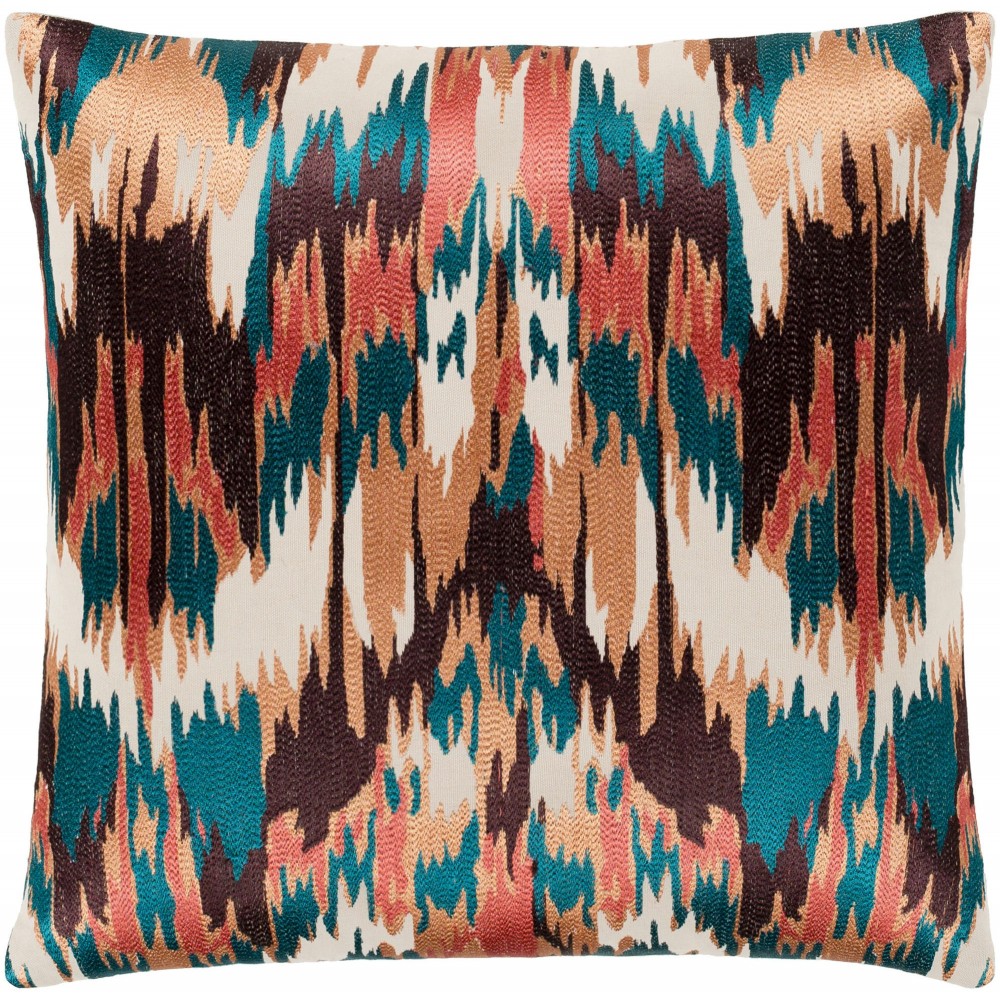Surya Ara Dark Brown Pillow Shell With Down Insert 18"H X 18"W Surya Ara Dark Brown Pillow Shell With Down Insert 18"H X 18"W