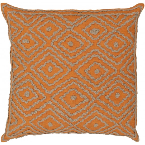 Surya Atlas Orange Pillow Shell With Down Insert 18"H X 18"W