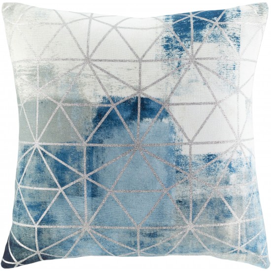 Surya Balliano Blue Pillow Shell With Down Insert 18"H X 18"W