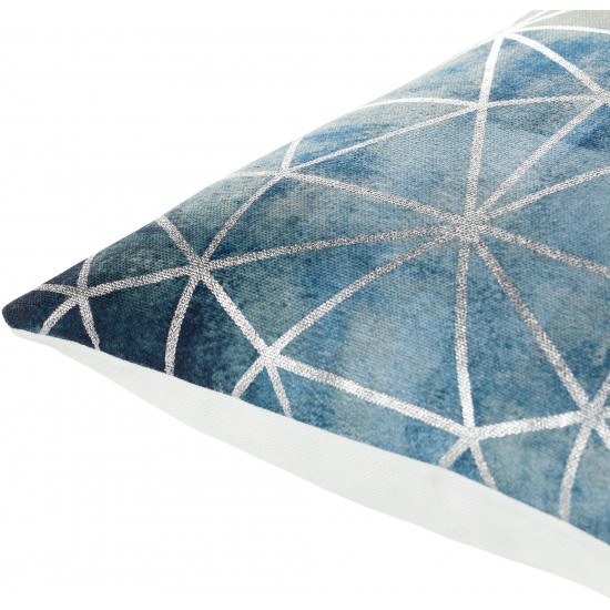 Surya Balliano Blue Pillow Shell With Down Insert 18"H X 18"W