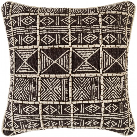 Surya Binga Black Pillow Shell With Down Insert 20"H X 20"W