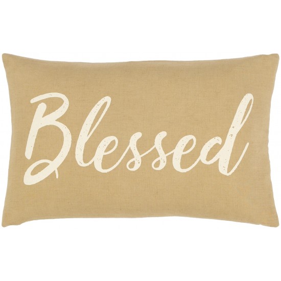 Surya Blessings Bsg-001 Tan Pillow Shell With Polyester Insert 13"H X 20"W