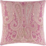 Surya Boteh Pink Pillow Shell With Down Insert 20"H X 20"W