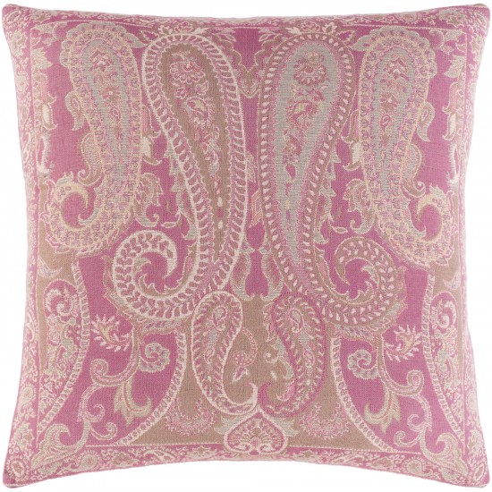 Surya Boteh Pink Pillow Shell With Down Insert 20"H X 20"W