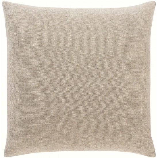 Surya Brenley Light Brown Pillow Shell With Down Insert 18"H X 18"W