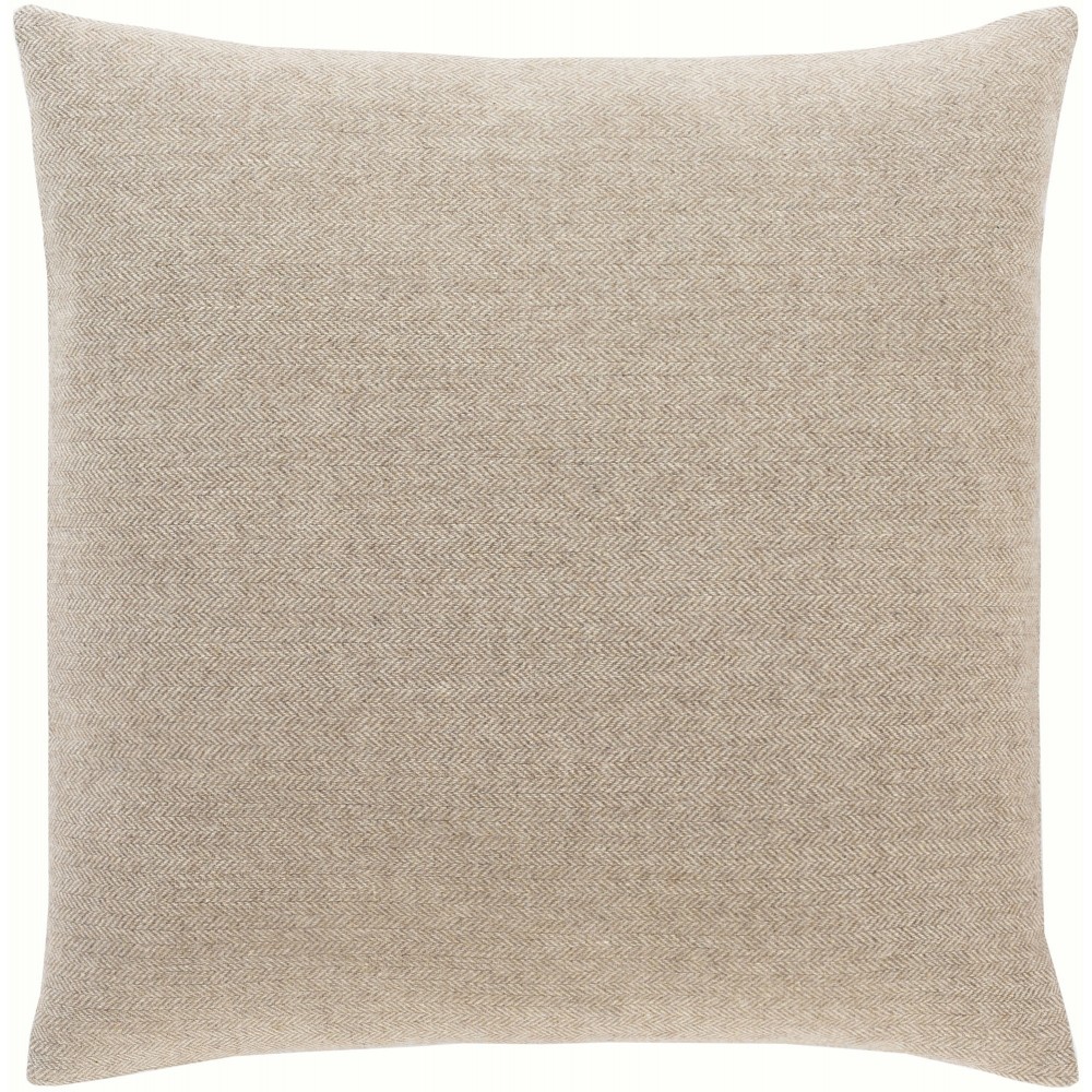 Surya Brenley Light Brown Pillow Shell With Polyester Insert 18"H X 18"W