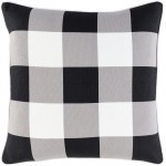 Surya Buffalo Plaid Black Pillow Shell With Down Insert 20"H X 20"W