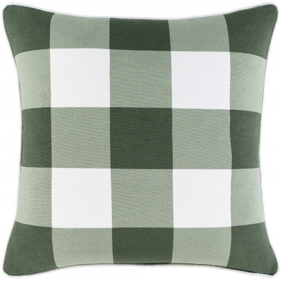 Surya Buffalo Plaid Medium Green Pillow Shell With Down Insert 20"H X 20"W