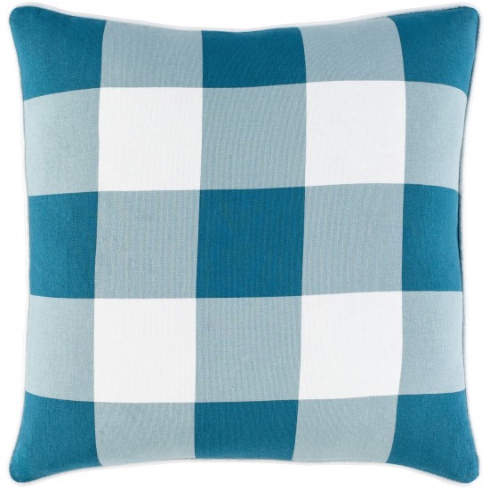 Surya Buffalo Plaid Deep Teal Pillow Shell With Down Insert 20"H X 20"W