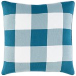Surya Buffalo Plaid Deep Teal Pillow Shell With Polyester Insert 20"H X 20"W