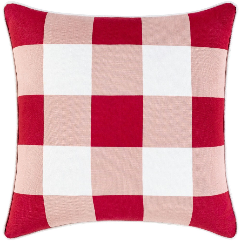 Surya Buffalo Plaid Red Pillow Shell With Polyester Insert 20"H X 20"W