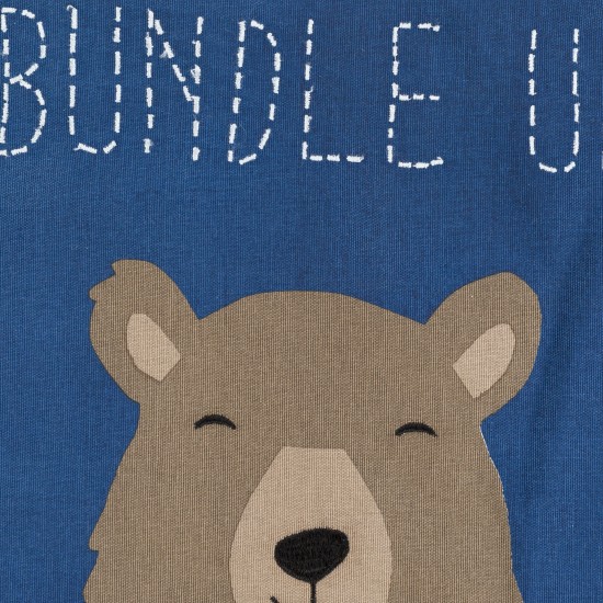 Surya Bundle Up Bear Dark Blue Pillow Shell With Polyester Insert 18"H X 18"W