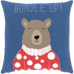 Surya Bundle Up Bear Dark Blue Pillow Shell With Down Insert 20"H X 20"W