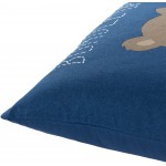 Surya Bundle Up Bear Dark Blue Pillow Shell With Polyester Insert 20"H X 20"W