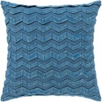 Surya Caprio Blue Pillow Shell With Down Insert 18"H X 18"W