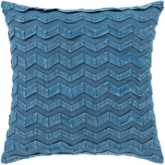 Surya Caprio Blue Pillow Shell With Polyester Insert 20"H X 20"W