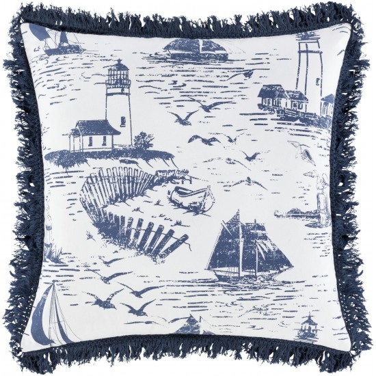 Surya Castaway Cwa-001 Ink Blue Pillow Shell With Polyester Insert 18"H X 18"W