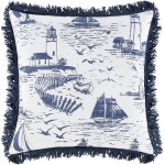 Surya Castaway Cwa-001 Ink Blue Pillow Shell With Down Insert 22"H X 22"W