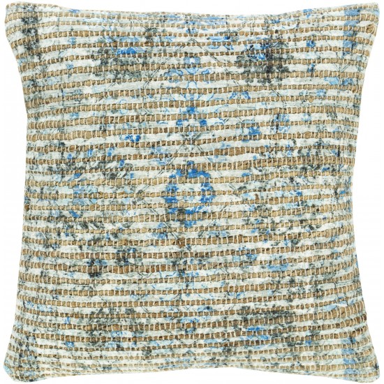 Surya Coventry Blue Pillow Shell With Polyester Insert 18"H X 18"W