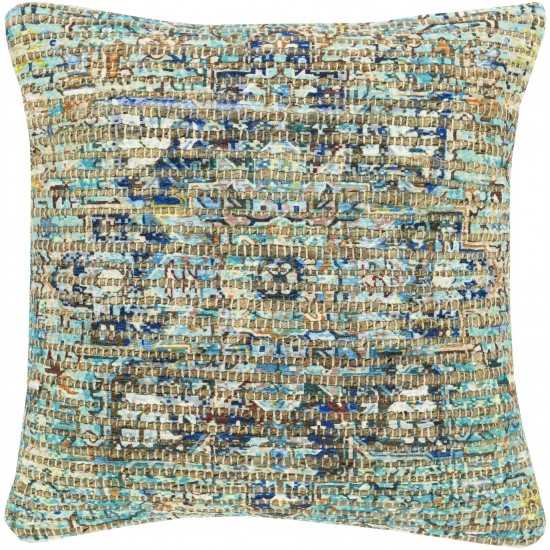 Surya Coventry Aqua Pillow Shell With Down Insert 18"H X 18"W