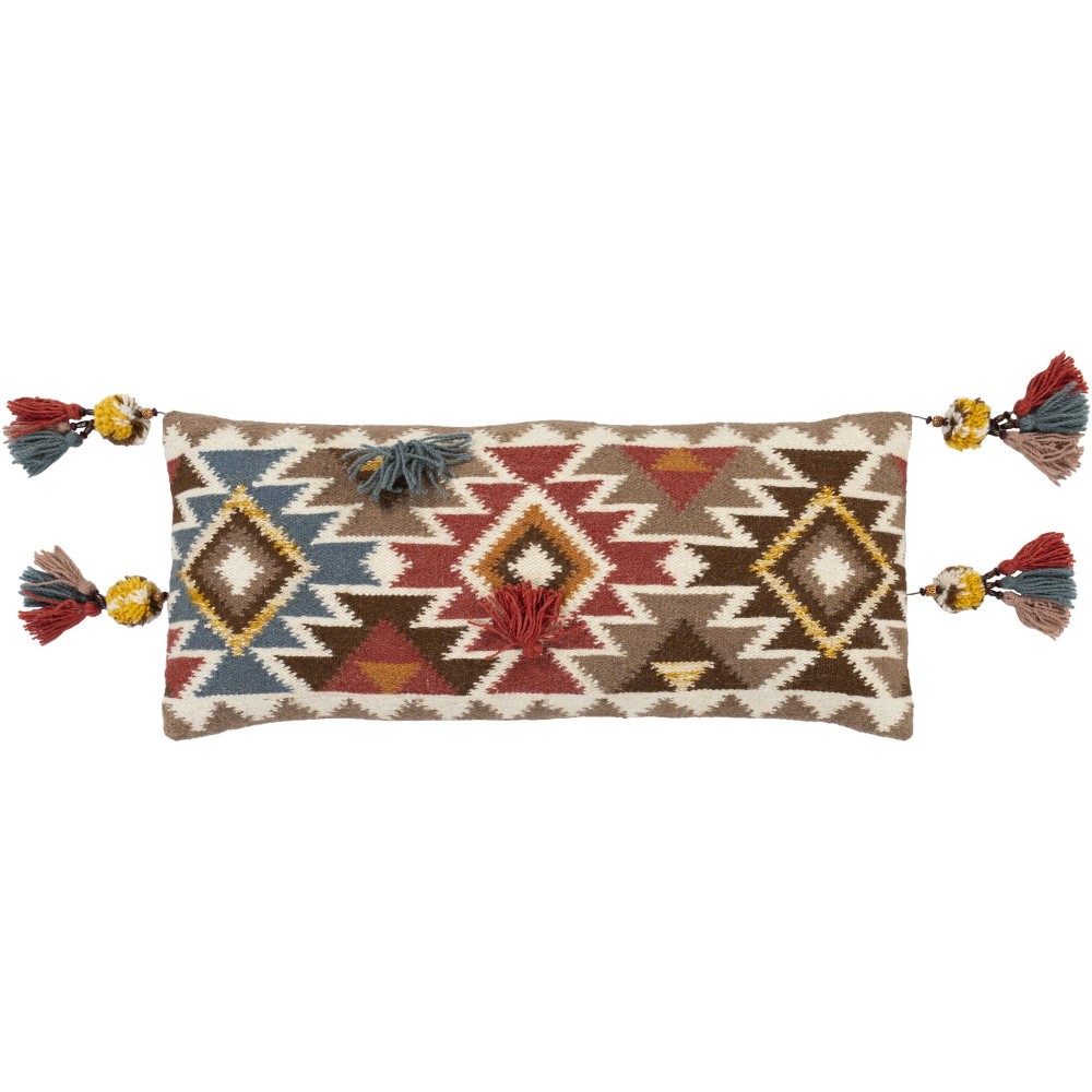 Surya Darcy Burgundy Pillow Shell With Down Insert 14"H X 32"W Surya Darcy Burgundy Pillow Shell With Down Insert 14"H X 32"W