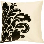 Surya Decorative Pillows P-0171 Black Pillow Shell With Down Insert 18"H X 18"W