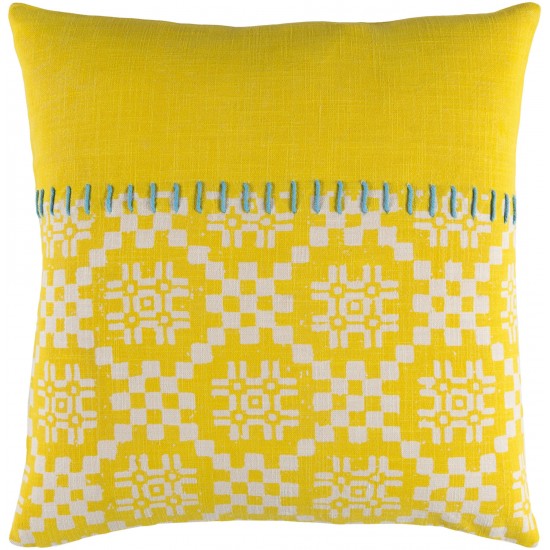 Surya Delray Yellow Pillow Shell With Down Insert 18"H X 18"W