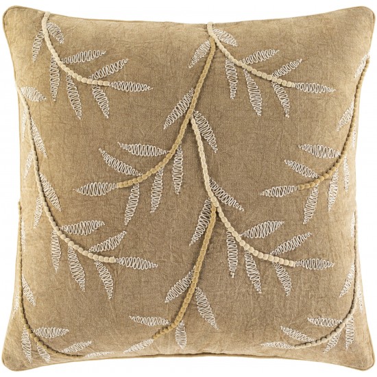 Surya Delta Olive Pillow Shell With Down Insert 18"H X 18"W