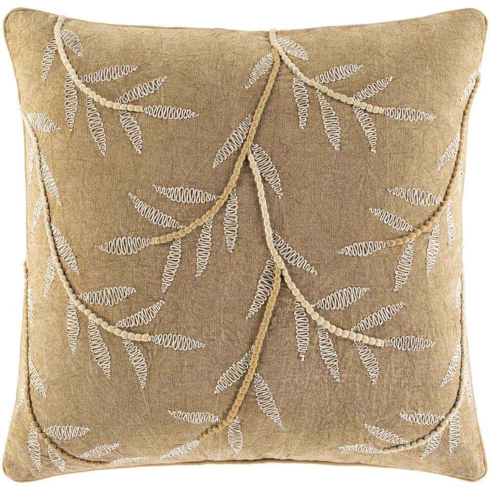 Surya Delta Olive Pillow Shell With Polyester Insert 22"H X 22"W