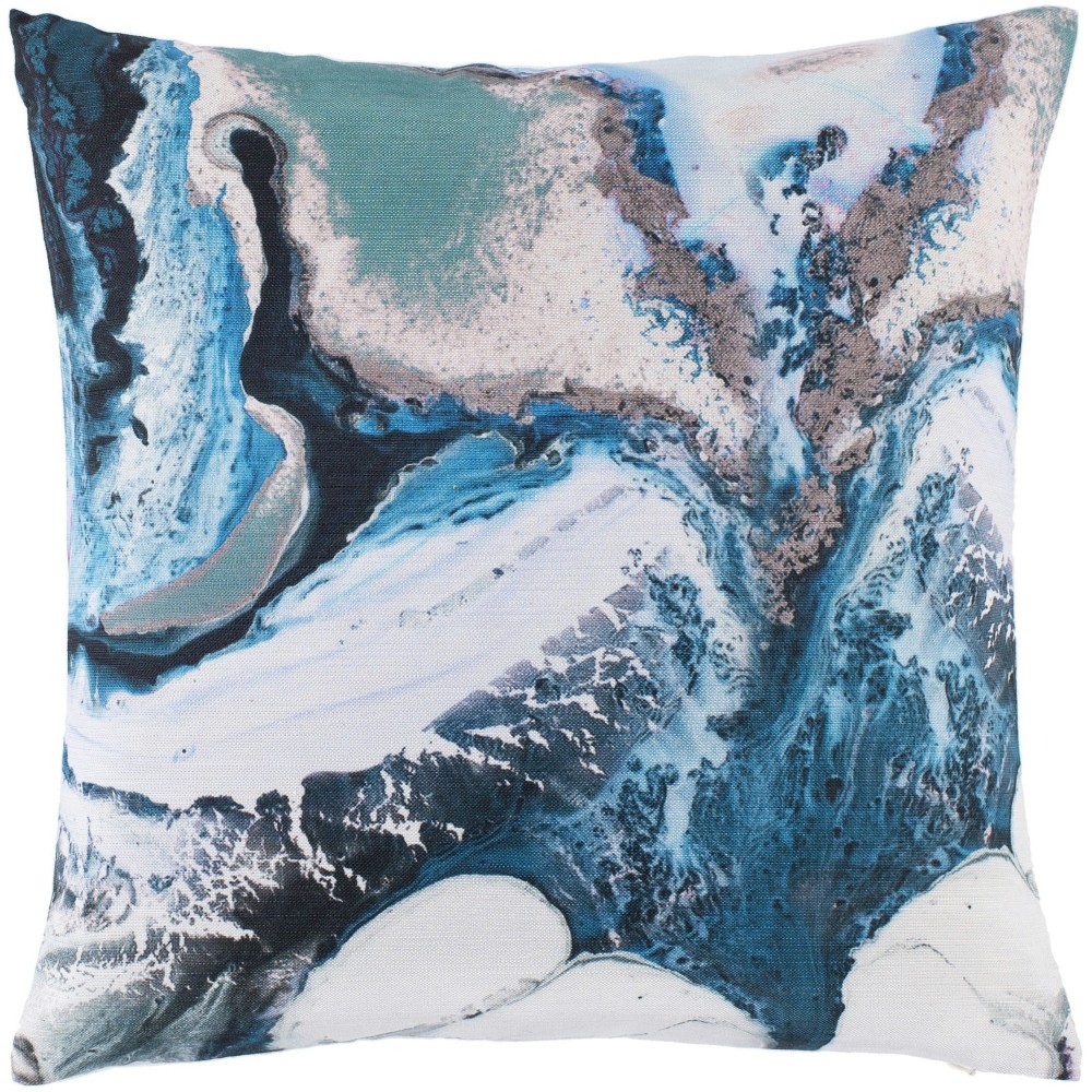 Surya Ebru Emerald Pillow Shell With Down Insert 20"H X 20"W Surya Ebru Emerald Pillow Shell With Down Insert 20"H X 20"W