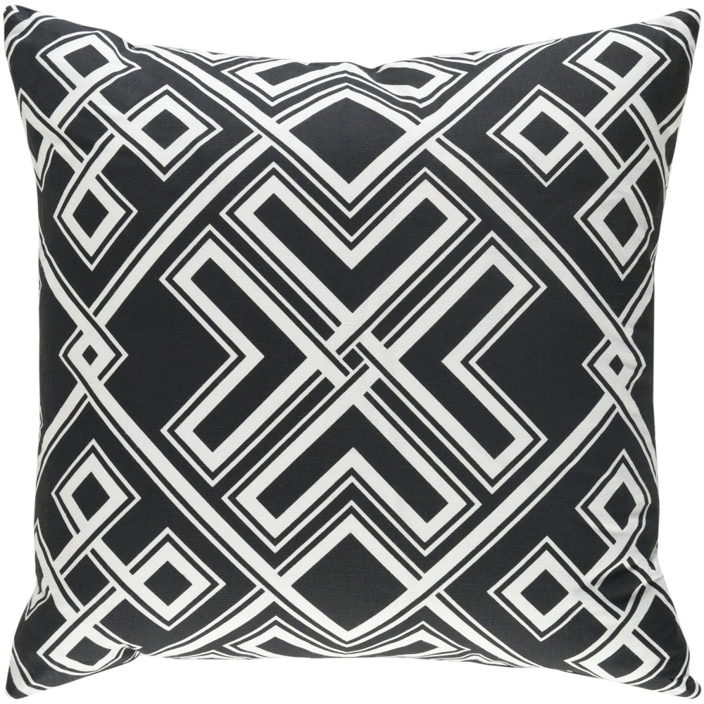 Surya Ethiopia Black Pillow Shell With Down Insert 18"H X 18"W