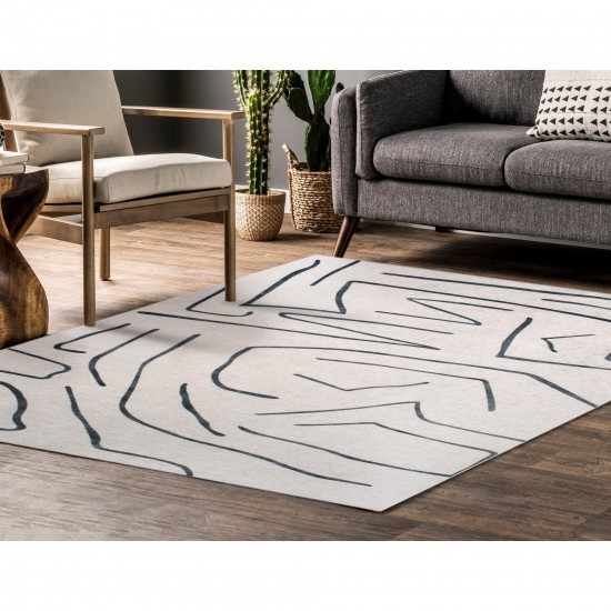 Fallon Rectangle Ivory/ Charcoal Indoor Rug 3'28" X 4'92" Ft