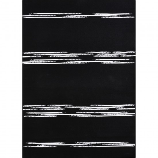 Caymen Rectangle Black,White Stripe Outdoor Rug 3X4 Ft