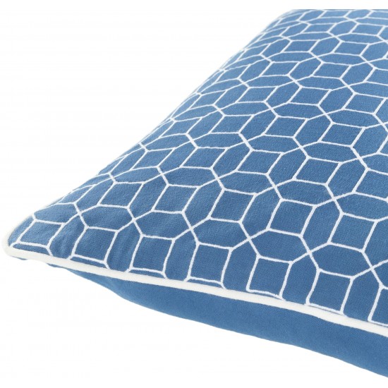 Surya Fenna Blue Pillow Shell With Down Insert 18"H X 18"W