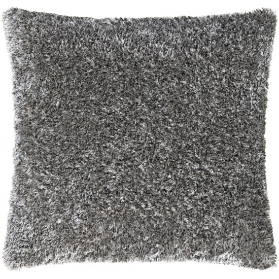 Surya Flokati Gray Pillow Shell With Down Insert 21"H X 21"W