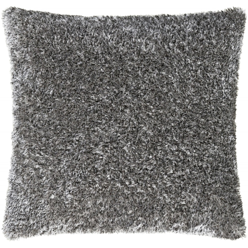 Surya Flokati Gray Pillow Shell With Down Insert 21"H X 21"W Surya Flokati Gray Pillow Shell With Down Insert 21"H X 21"W