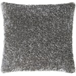 Surya Flokati Gray Pillow Shell With Polyester Insert 21"H X 21"W