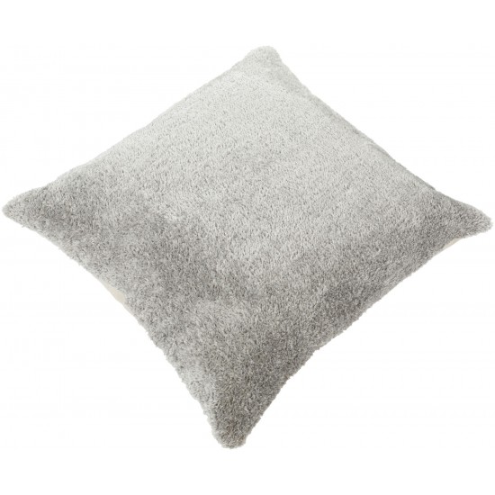 Surya Flokati Gray Pillow Shell With Down Insert 27"H X 27"W